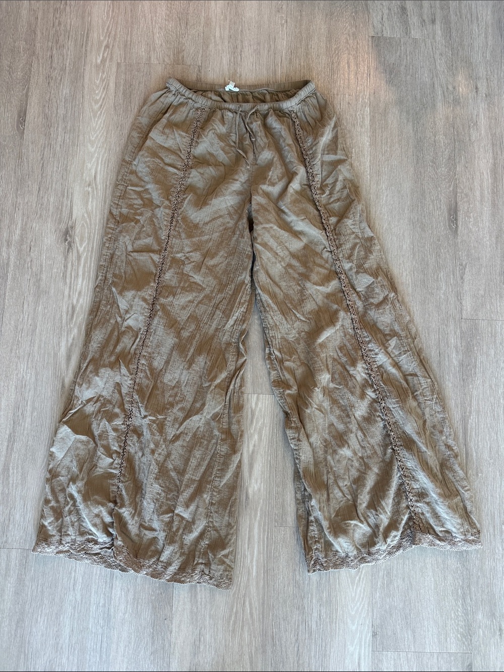 Aerie Linen Brown Baggy Flowy Pants Small